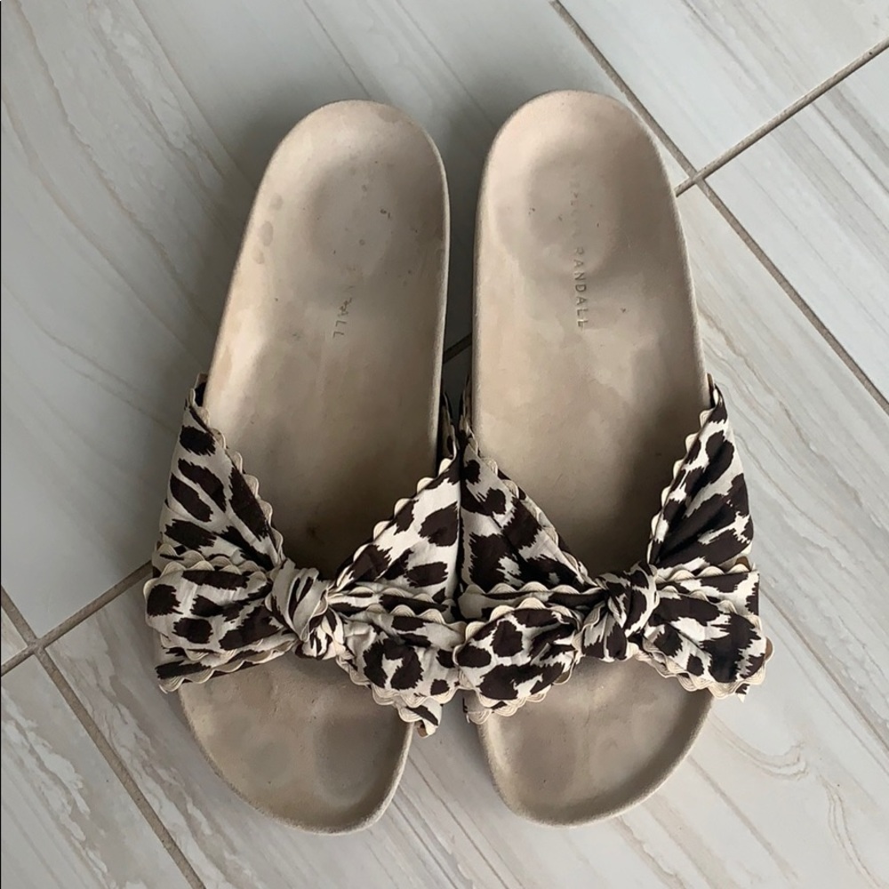 Loeffler Randall Leopard Print Knotted Slides
